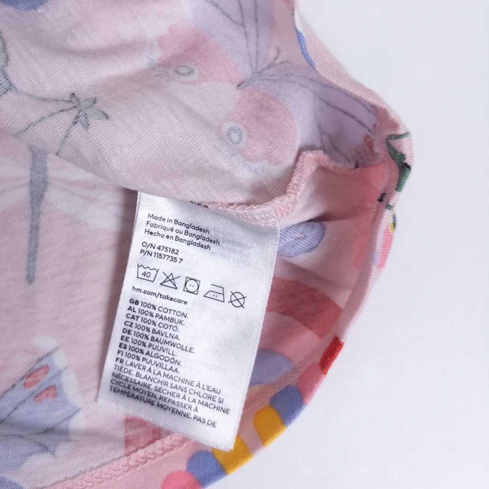 H&M Jersey Dress Kids 2T Pink Rainbow Butterfly Heart Daisy Sleeveless